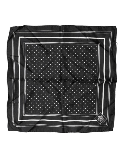 Dolce & Gabbana Scarf Black Poka Dot Men Square Handkerchief
