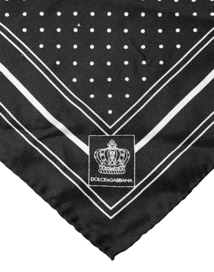 Dolce & Gabbana Scarf Black Poka Dot Men Square Handkerchief