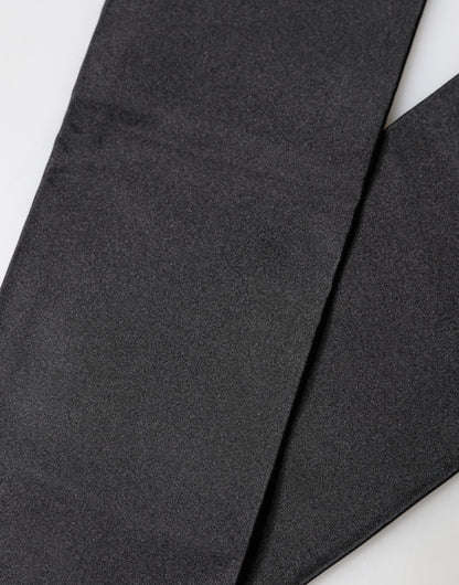 Dolce & Gabbana Black Silk Fringes Neck Wrap Foulard Scarf