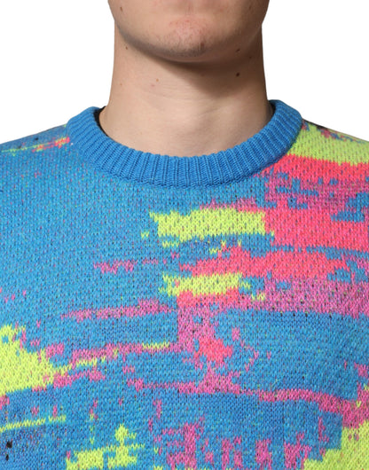 Dolce & Gabbana Multicolor Men Crew Neck Pullover Sweater