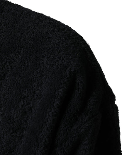 Dolce & Gabbana Black Cotton V-Neck Men Sweatshirt Sweater