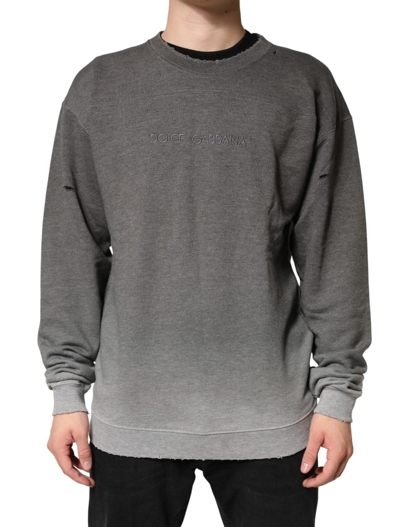 Dolce & Gabbana Gray Cotton Crew Neck Men Sweatshirt Sweater