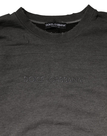 Dolce & Gabbana Gray Cotton Crew Neck Men Sweatshirt Sweater