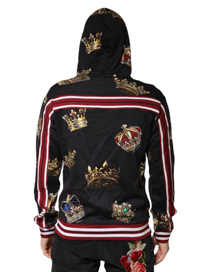 Dolce & Gabbana Black King Crown Hooded Sweatshirt Sweater