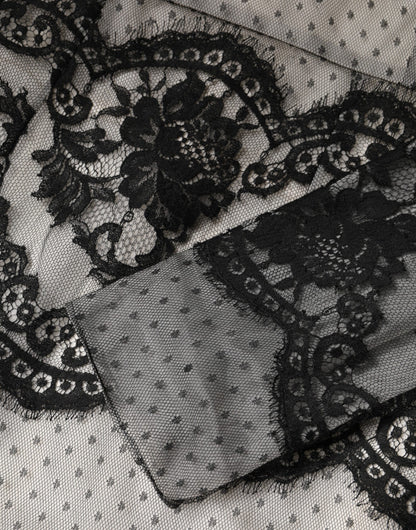 Dolce & Gabbana Black White Lace Silk Blend MaxiSheath Dress