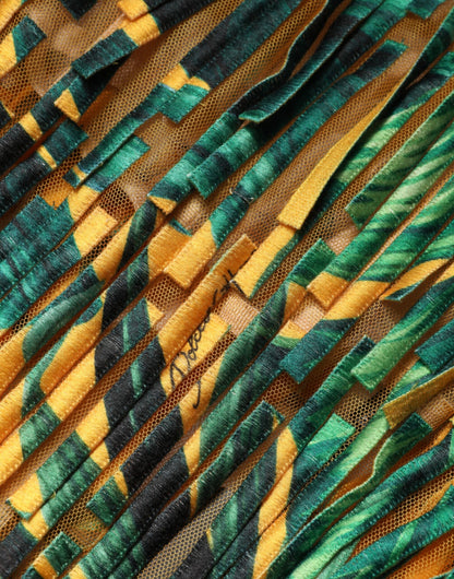 Dolce & Gabbana Multicolor Tropical Print Fringe Maxi Dress