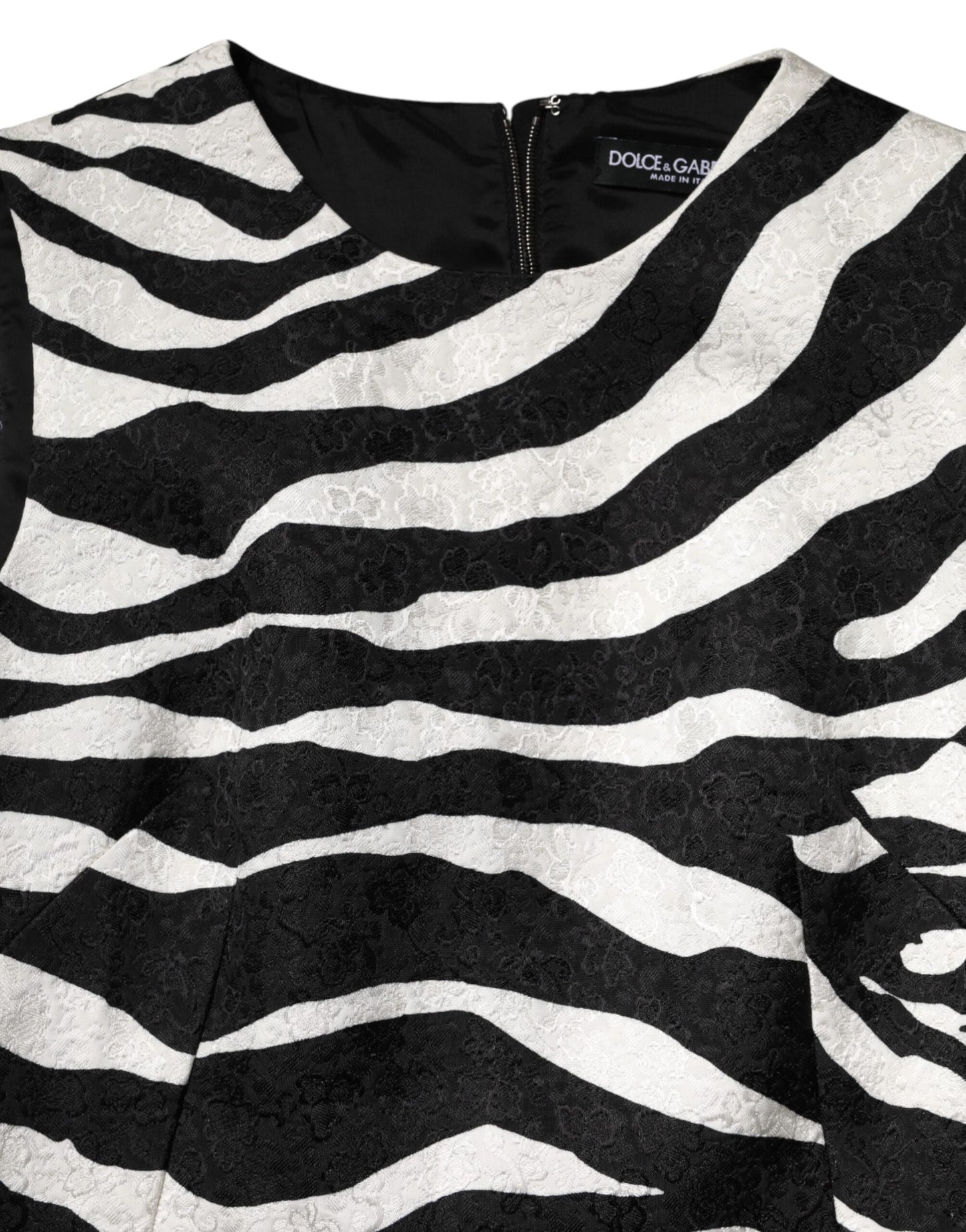 Dolce & Gabbana Black White Zebra Sleeveless A-line Dress