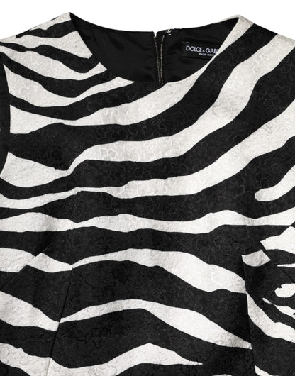 Dolce & Gabbana Black White Zebra Sleeveless A-line Dress