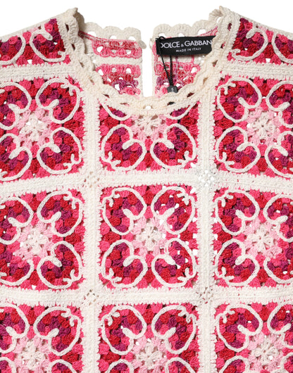Dolce & Gabbana Multicolor Brick Stitched Crochet Mini Dress
