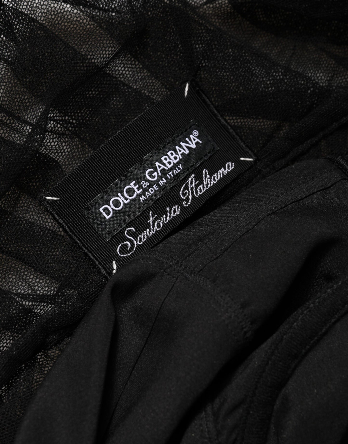 Dolce & Gabbana Black V-Neck Ruched Lace Hem Midi Dress