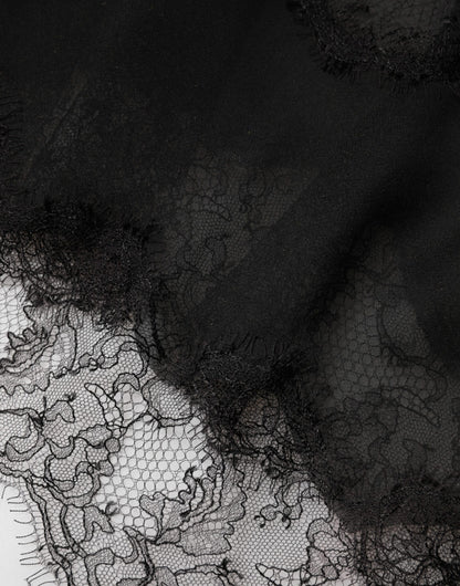 Dolce & Gabbana Black Silk Floral Lace Chemise Lingerie Top