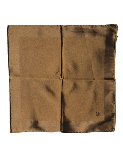 Dolce & Gabbana Brown Logo Silk Men Square Handkerchief Scarf