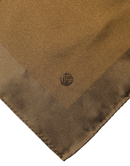 Dolce & Gabbana Brown Logo Silk Men Square Handkerchief Scarf