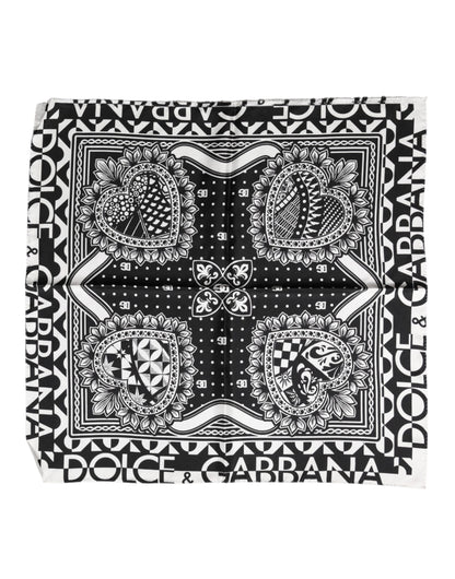 Dolce & Gabbana Black Bandana Print Silk Neck Foulard Scarf
