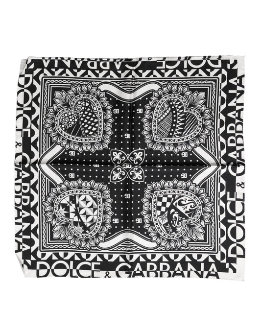 Dolce & Gabbana Black Bandana Print Silk Neck Foulard Scarf