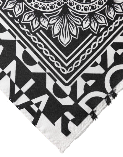 Dolce & Gabbana Black Bandana Print Silk Neck Foulard Scarf