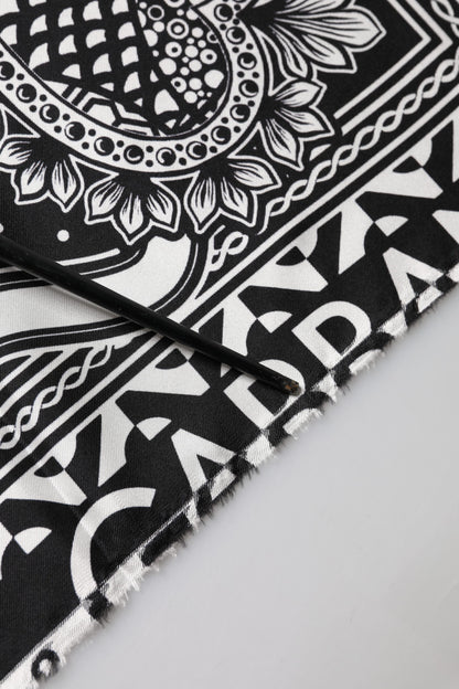 Dolce & Gabbana Black Bandana Print Silk Neck Foulard Scarf