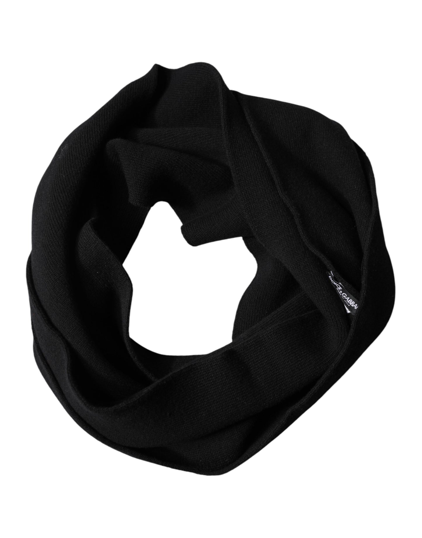 Dolce & Gabbana Black Wool Knitted Neck Wrap Foulard  Scarf
