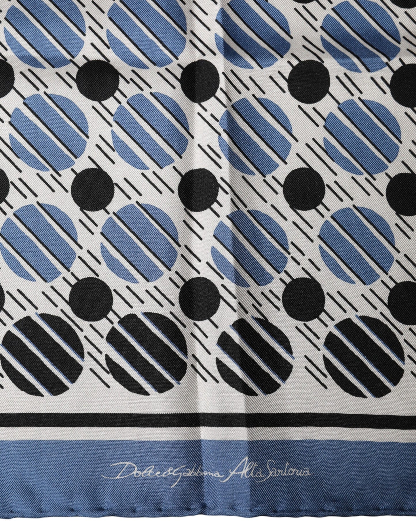 Dolce & Gabbana Blue Dotted Silk Square Foulard 66cm Scarf