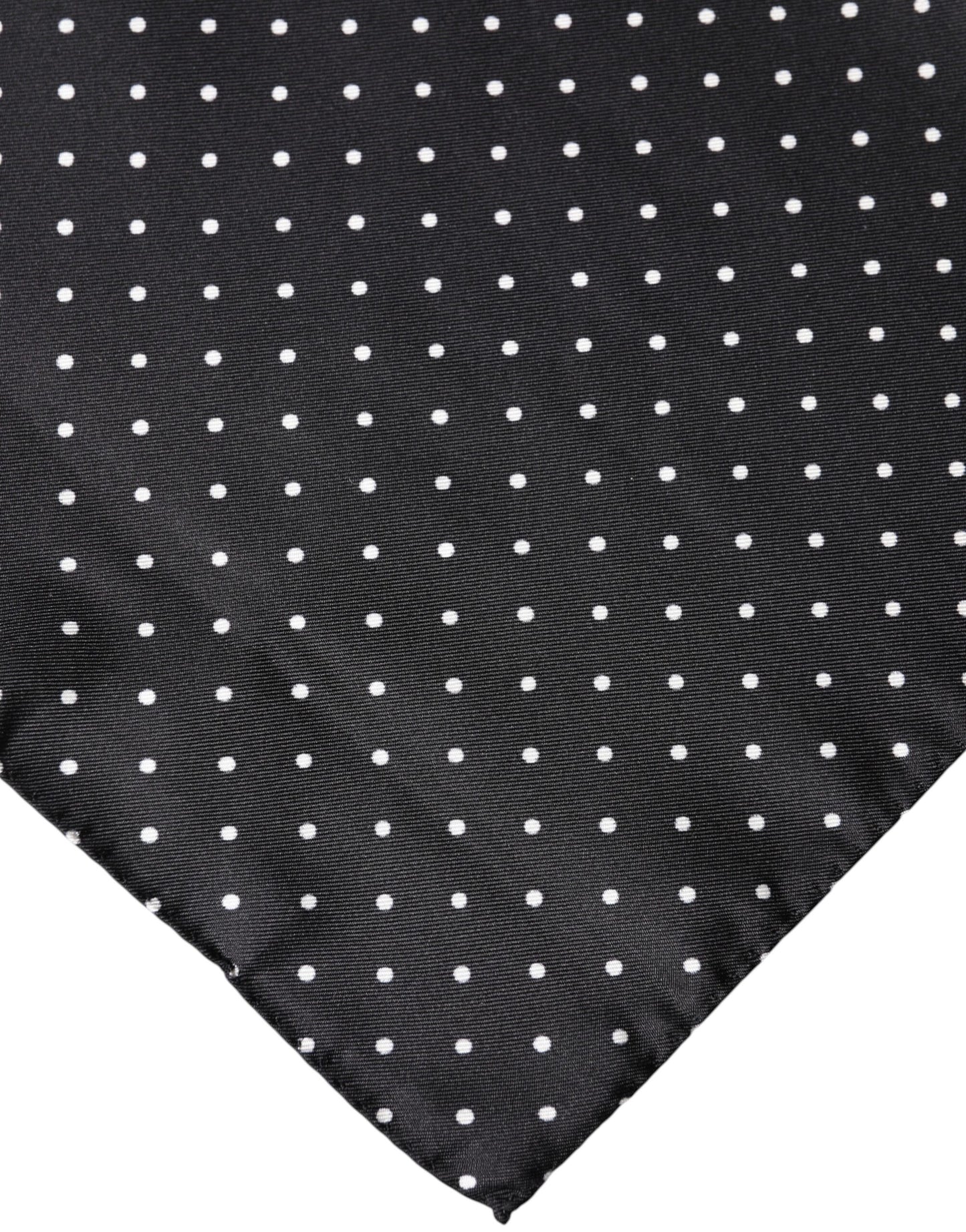 Dolce & Gabbana Black Polka Dot Silk Square Foulard Scarf