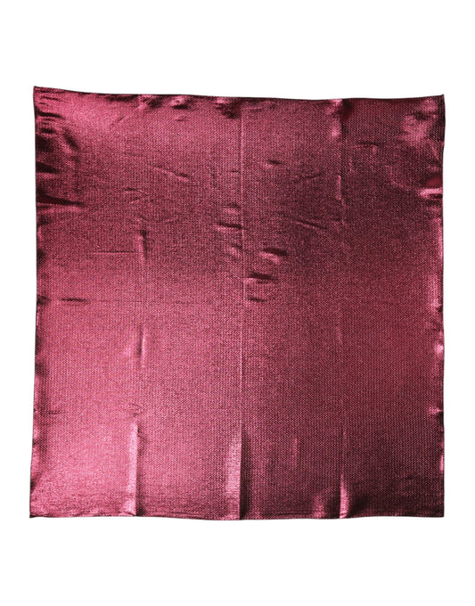 Dolce & Gabbana Metallic Pink Silk Square Foulard Scarf