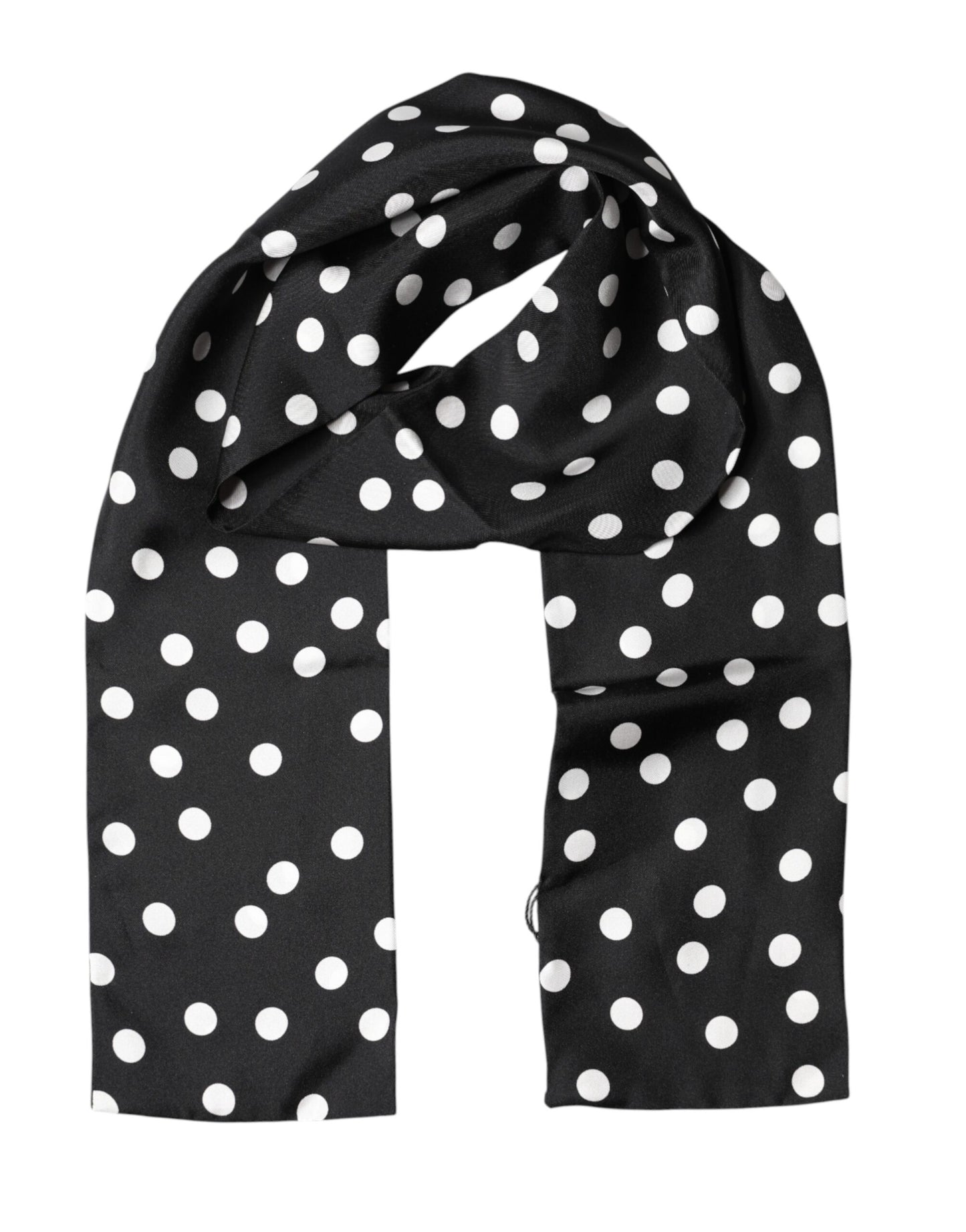 Dolce & Gabbana Scarf Black Polka Dot Silk Neck Wrap Foulard