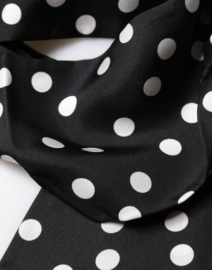 Dolce & Gabbana Scarf Black Polka Dot Silk Neck Wrap Foulard
