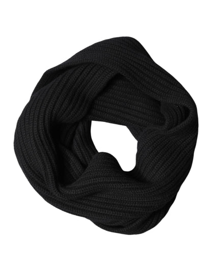 Dolce & Gabbana Black Cashmere Knit Neck Wrap Shawl 202cm x 26cm  Scarf