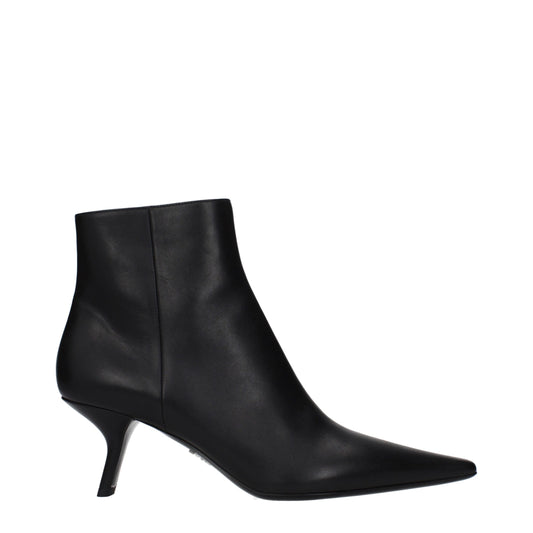 Prada Black Leather Ankle Boots